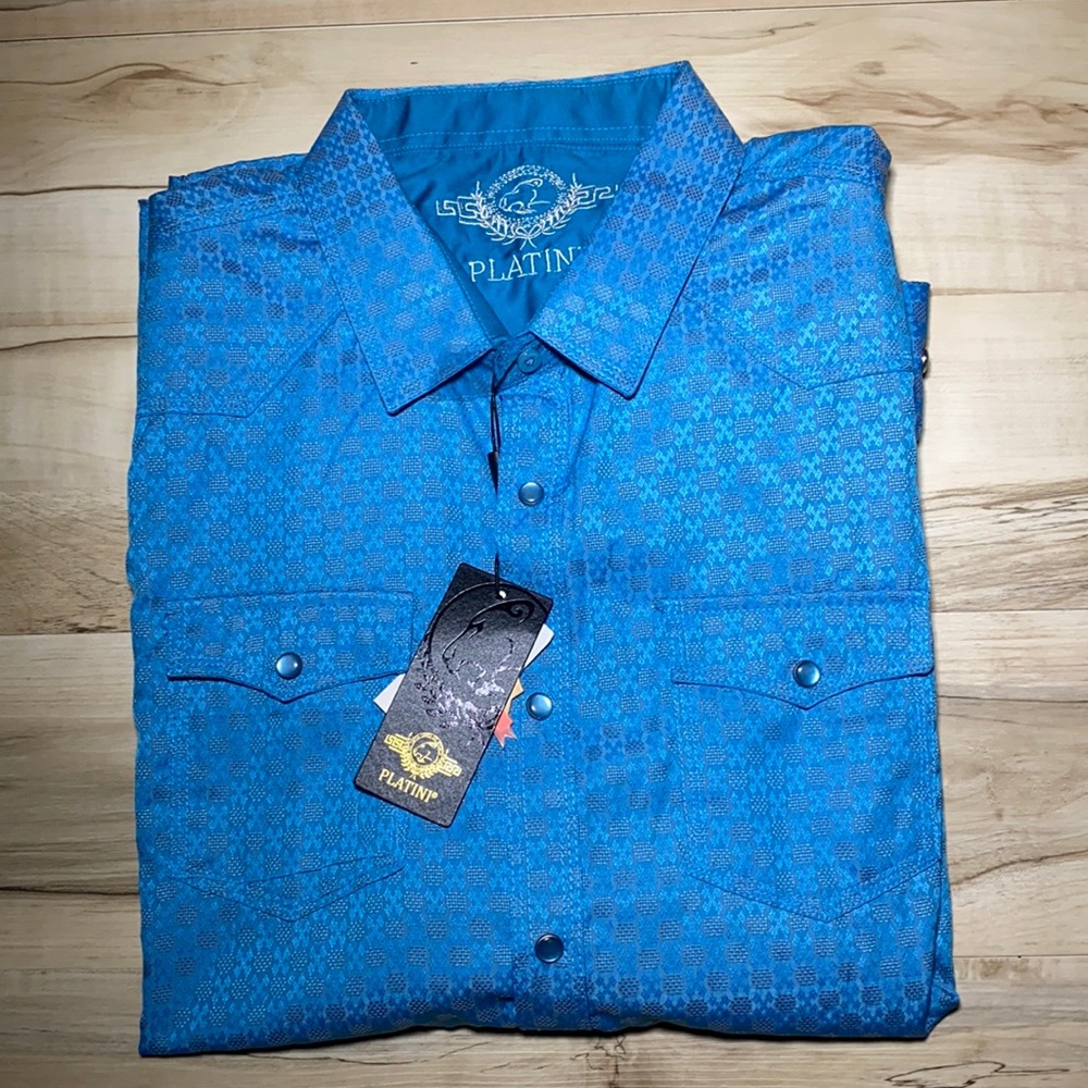NWT Platini 3XL Turquoise Dress Button Up Shirt